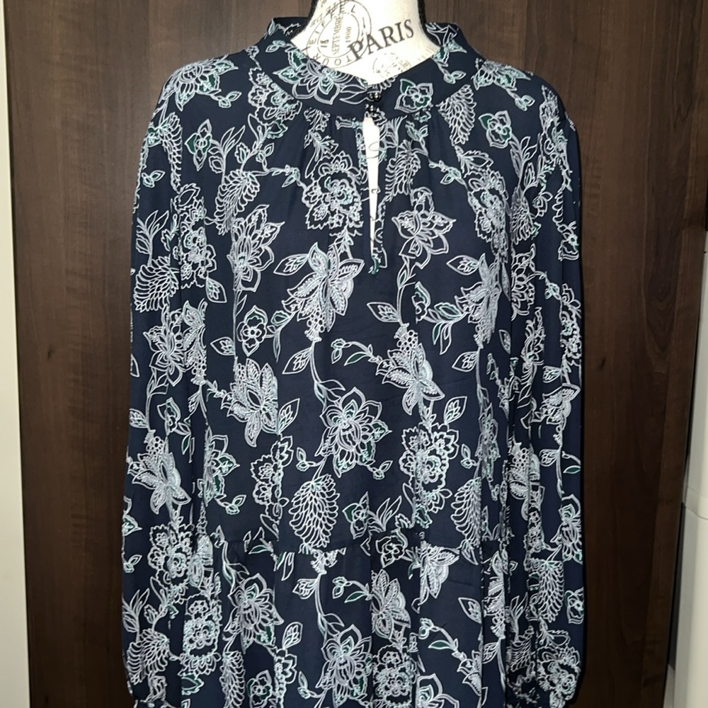 Tommy Hilfiger Women's Floral Blouse - Midnight Navy, Size: X-Large